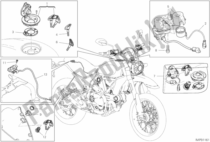 Todas las partes para 13e - Dispositivos Eléctricos de Ducati Scrambler Desert Sled Thailand USA 803 2019